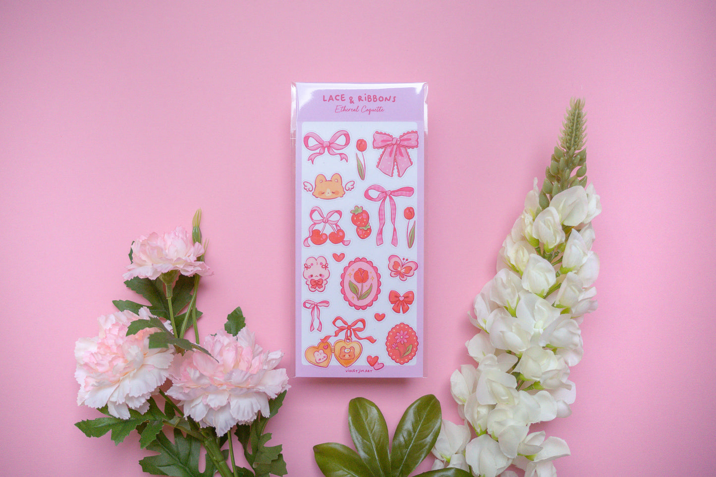 Lace & Ribbons Sticker Sheet 'Ethereal Coquette Collection'
