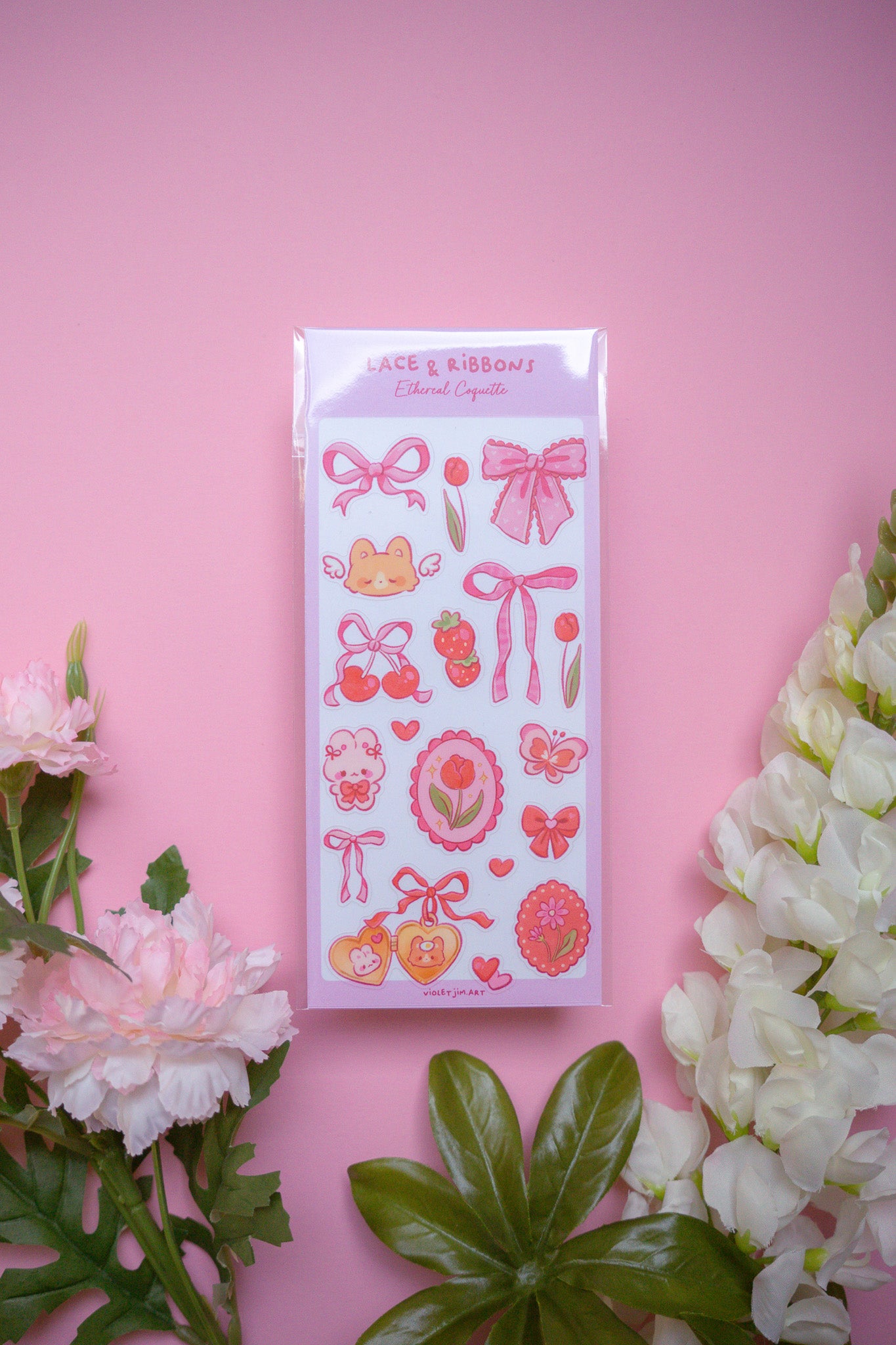 Lace & Ribbons Sticker Sheet 'Ethereal Coquette Collection'