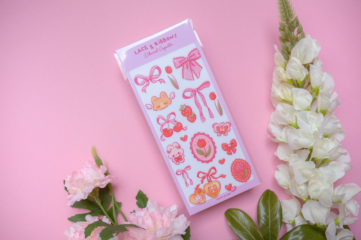 Lace & Ribbons Sticker Sheet 'Ethereal Coquette Collection'