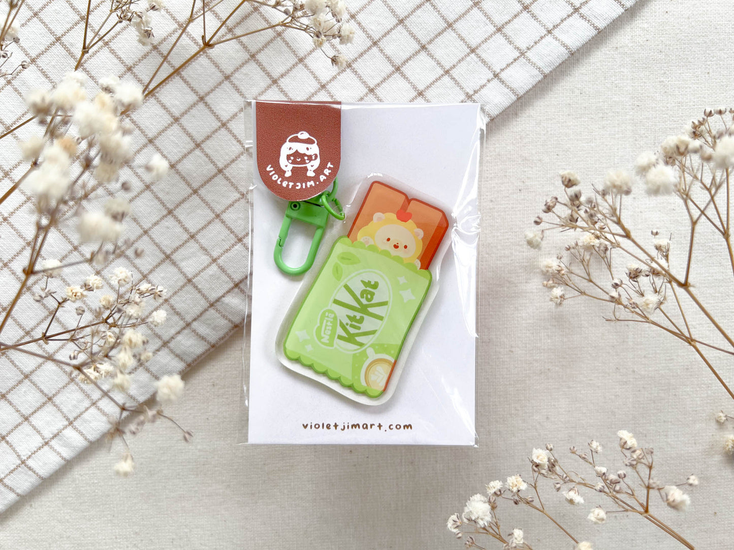 kitkat acrylic keychain with bear close up
