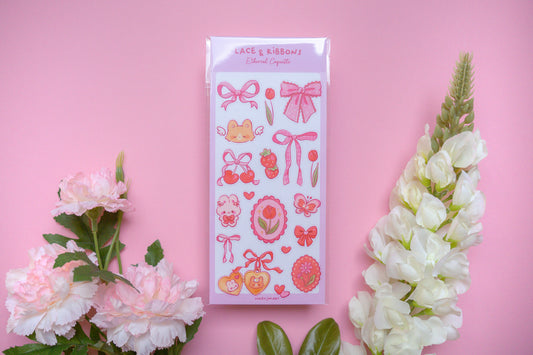 Lace & Ribbons Sticker Sheet 'Ethereal Coquette Collection'
