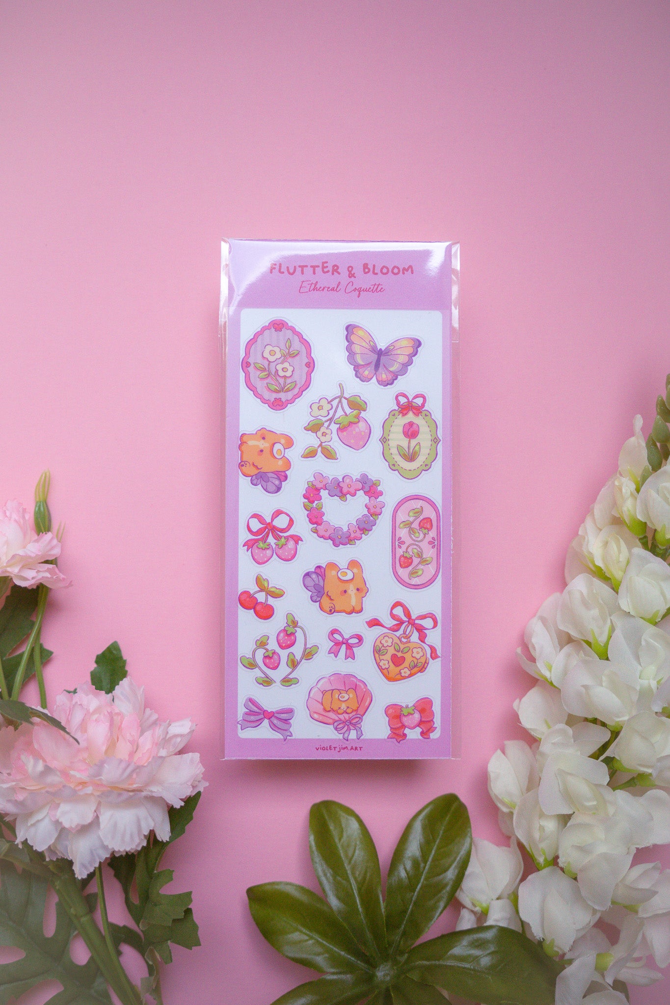 Flutter & Bloom Sticker Sheet 'Ethereal Coquette Collection'