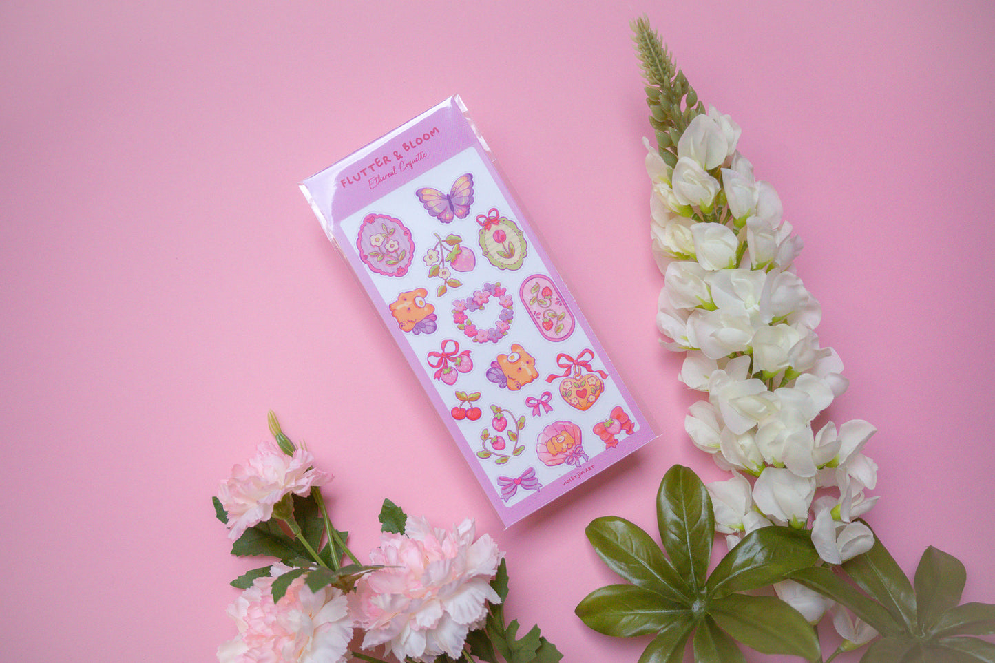 Flutter & Bloom Sticker Sheet 'Ethereal Coquette Collection'