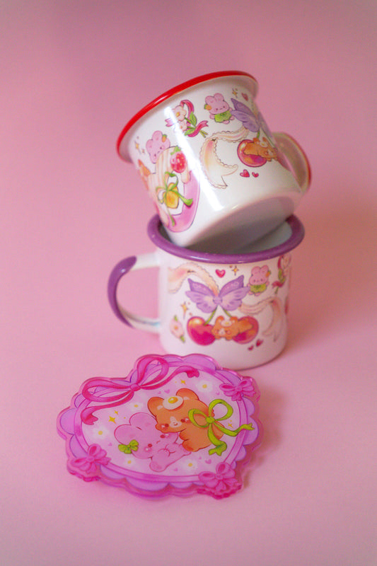 Enamel Mug & Coaster SET 'Ethereal Coquette'