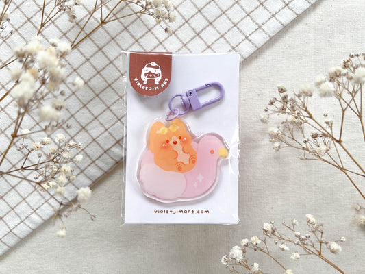 Mochi & Flamingo Floatie Acrylic Keychain