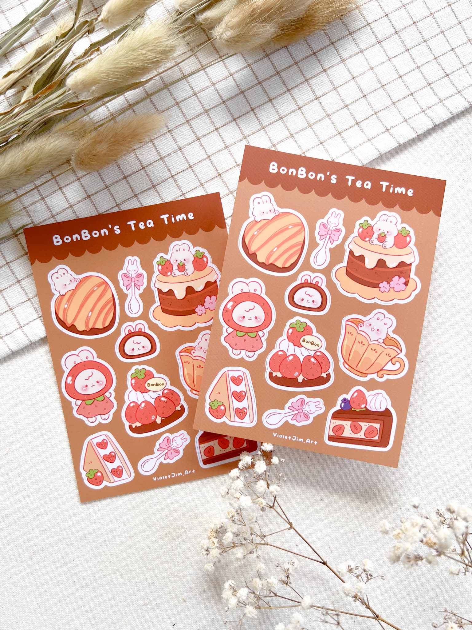 Bonbon High Tea Food Matte Vinyl Sticker Sheet - Sweets, Cakes, Tea - Water Resistant, High Quality - A6 Size