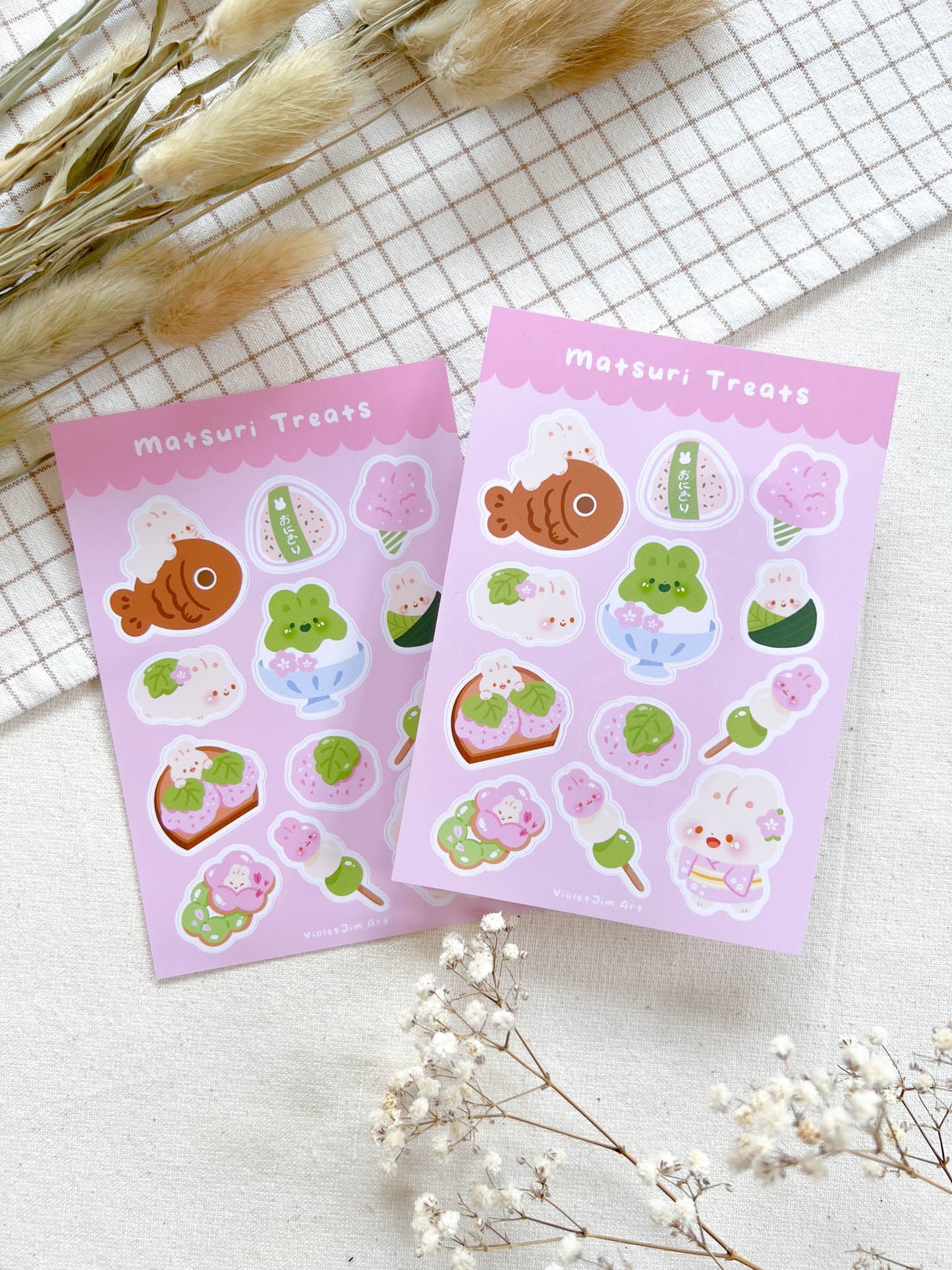 Bonbon's Matsuri Snacks Matte Vinyl Sticker Sheet - Water Resistant, High Quality, A6 Size