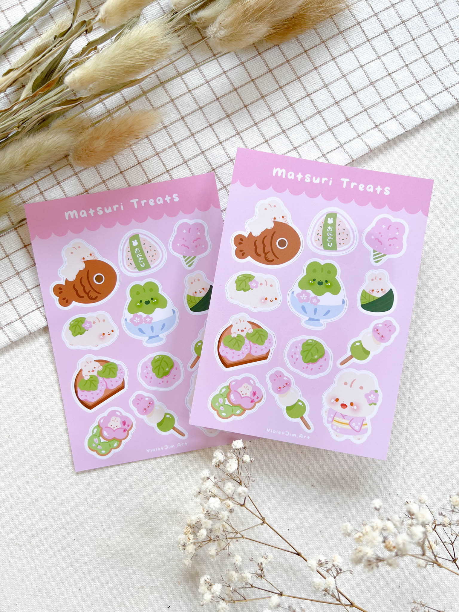 Bonbon's Matsuri Snacks Matte Vinyl Sticker Sheet - Water Resistant, High Quality, A6 Size